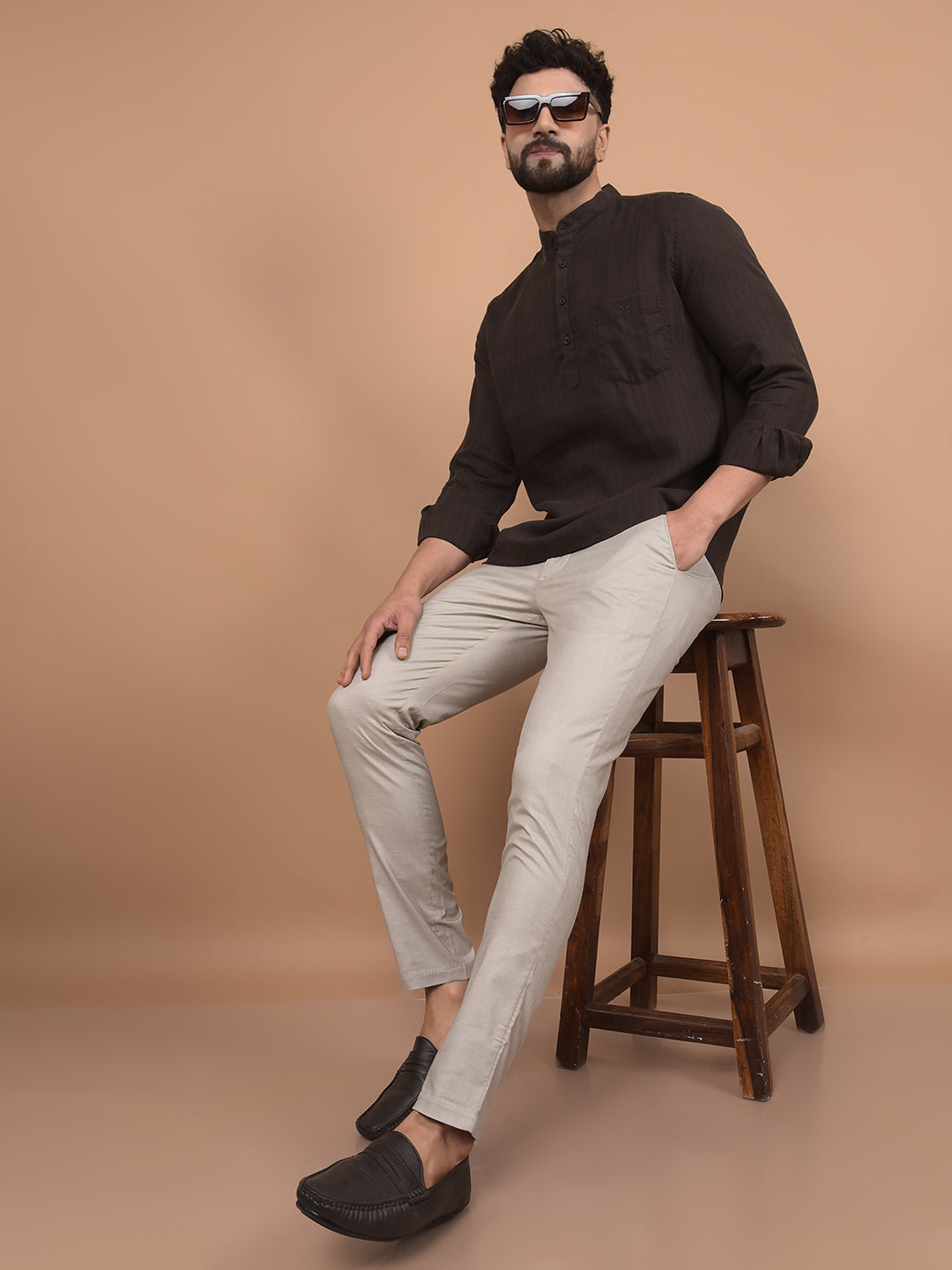 Beige Trousers-Men Trousers-Crimsoune Club