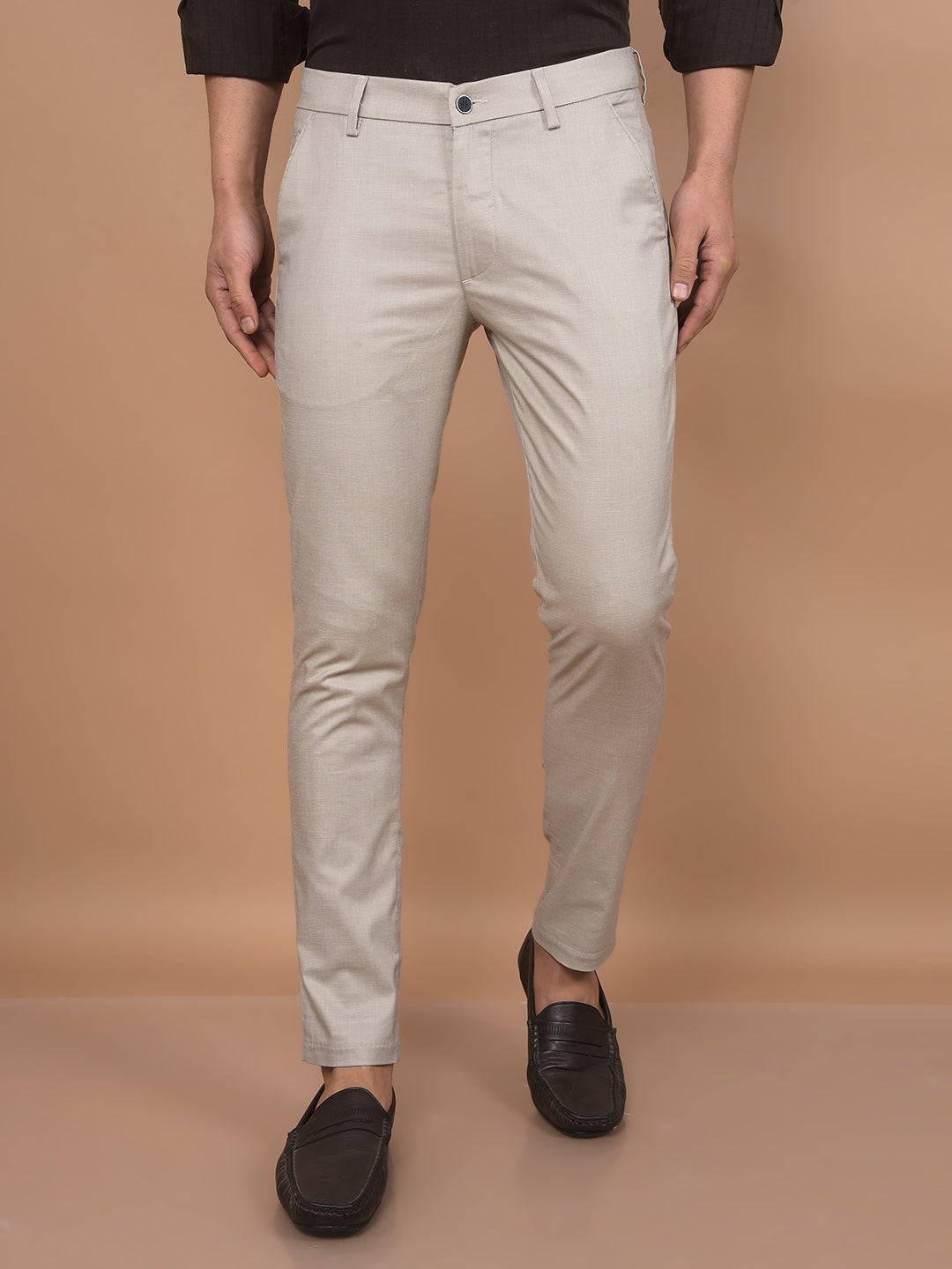 Beige Trousers-Men Trousers-Crimsoune Club