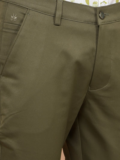 Olive Trousers-Men Trousers-Crimsoune Club