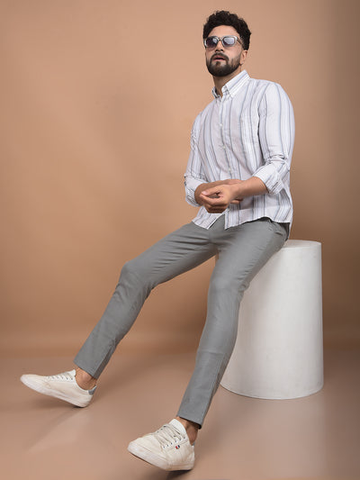 Grey Checked Trousers-Men Trousers-Crimsoune Club