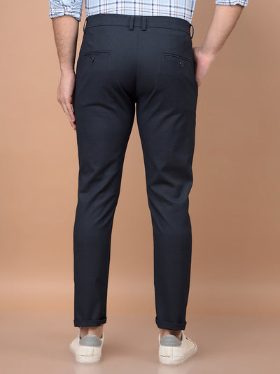 Navy Blue Checked Trousers-Men Trousers-Crimsoune Club