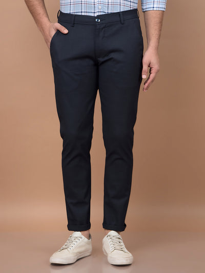 Navy Blue Checked Trousers-Men Trousers-Crimsoune Club