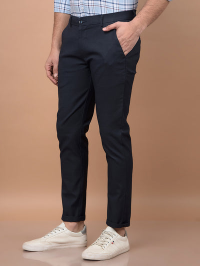 Navy Blue Checked Trousers-Men Trousers-Crimsoune Club