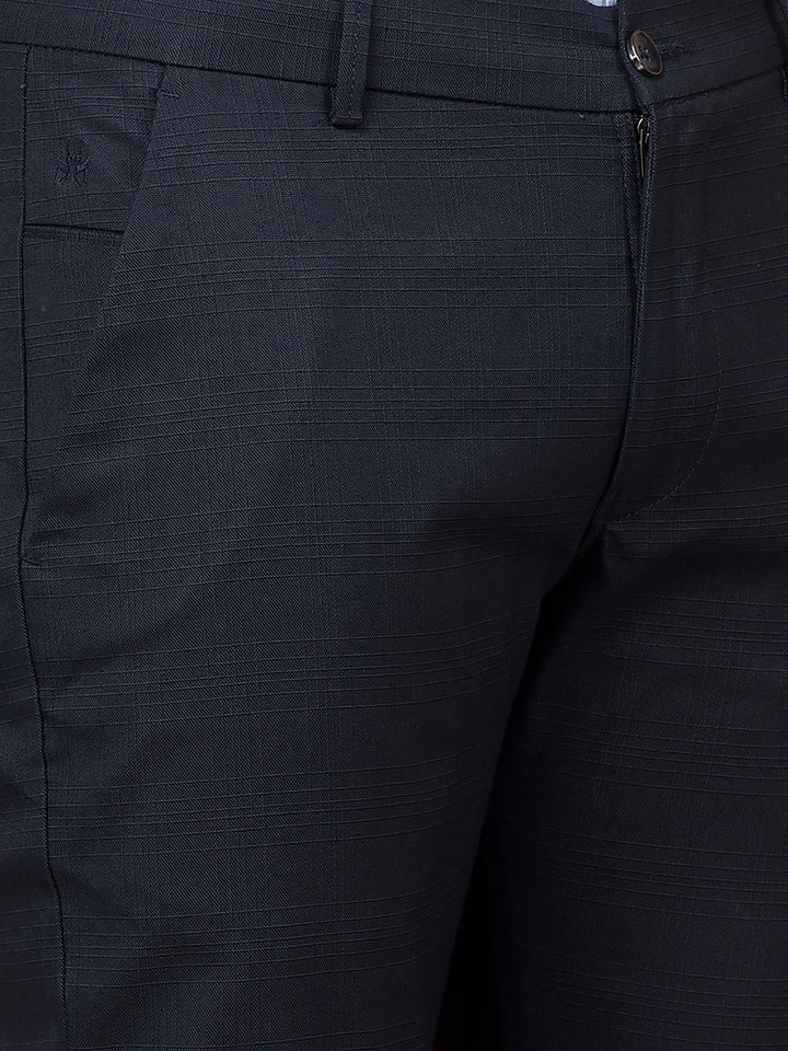 Navy Blue Checked Trousers-Men Trousers-Crimsoune Club