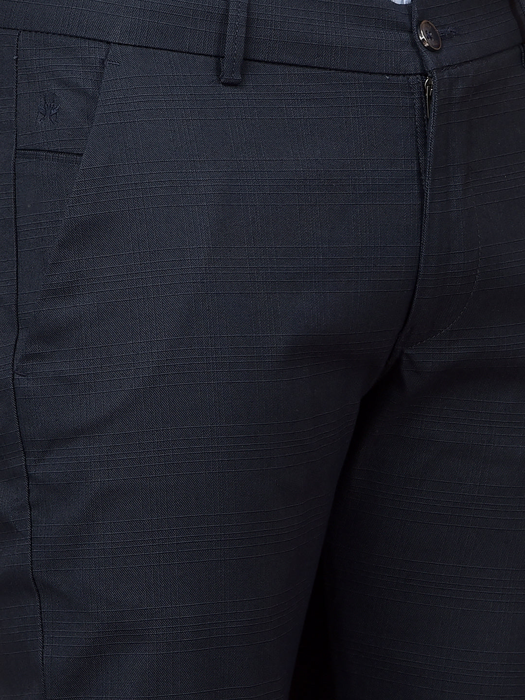 Navy Blue Checked Trousers-Men Trousers-Crimsoune Club