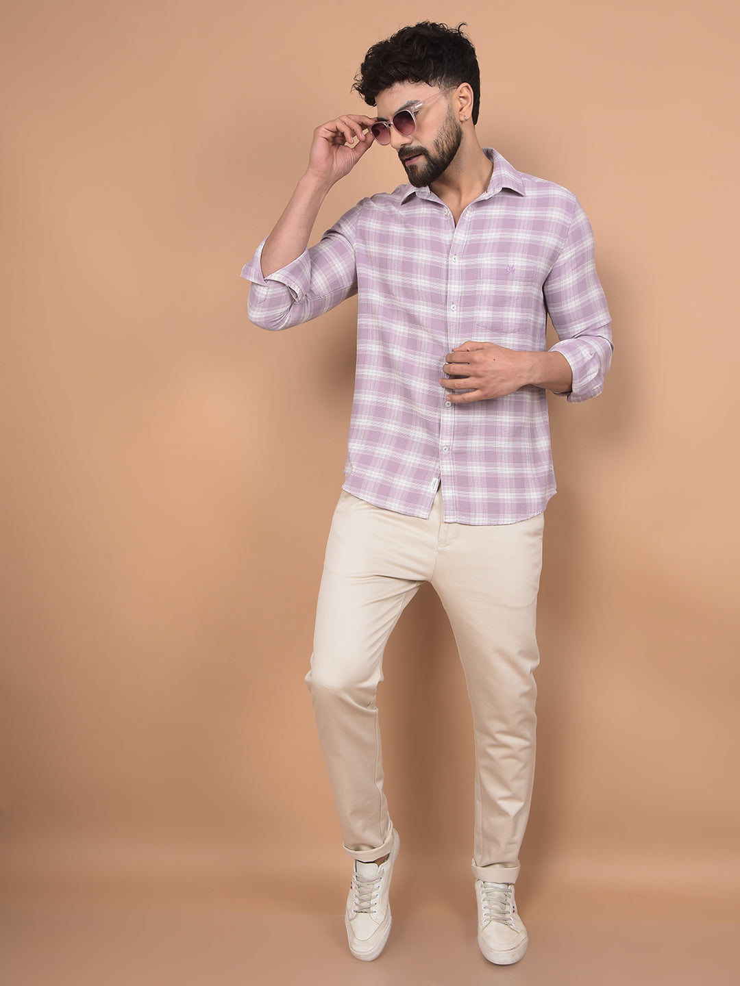 Beige Trousers-Men Trousers-Crimsoune Club