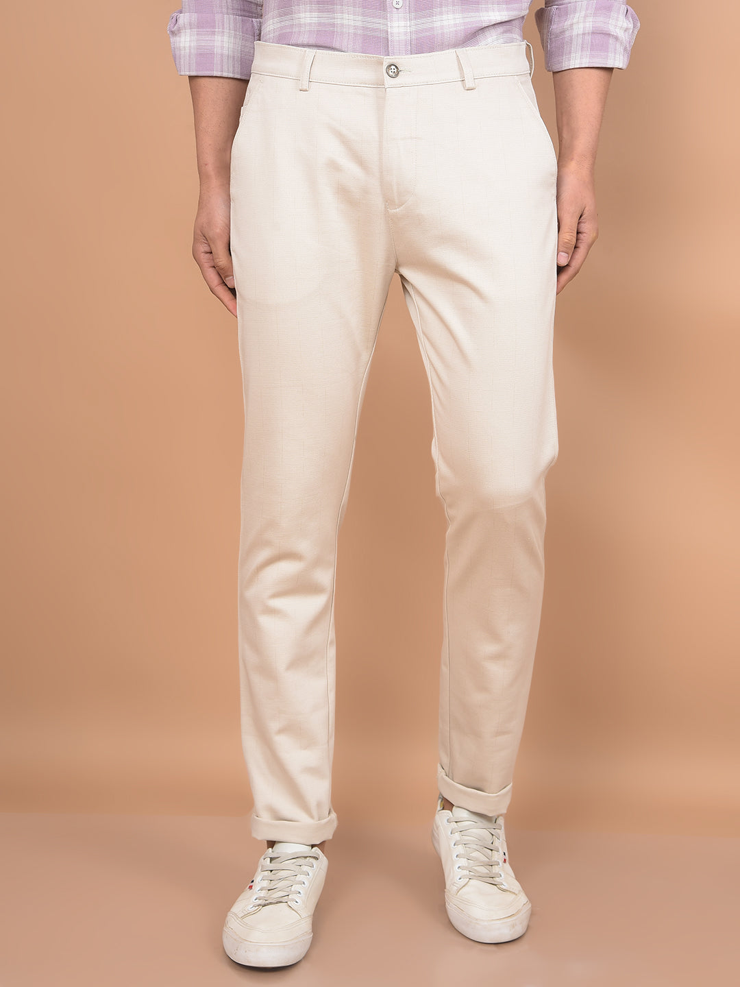 Beige Trousers-Men Trousers-Crimsoune Club