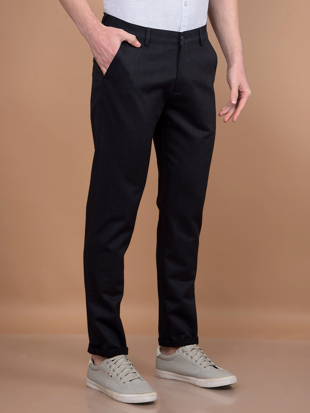 Navy Blue Printed Trousers-Men Trousers-Crimsoune Club