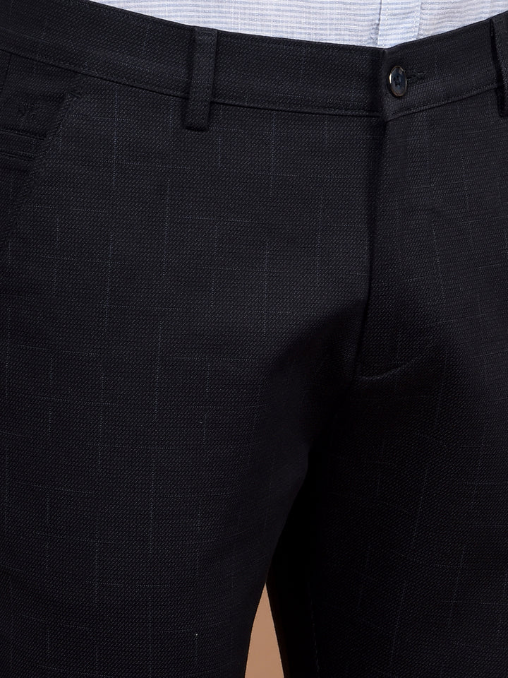 Navy Blue Printed Trousers-Men Trousers-Crimsoune Club