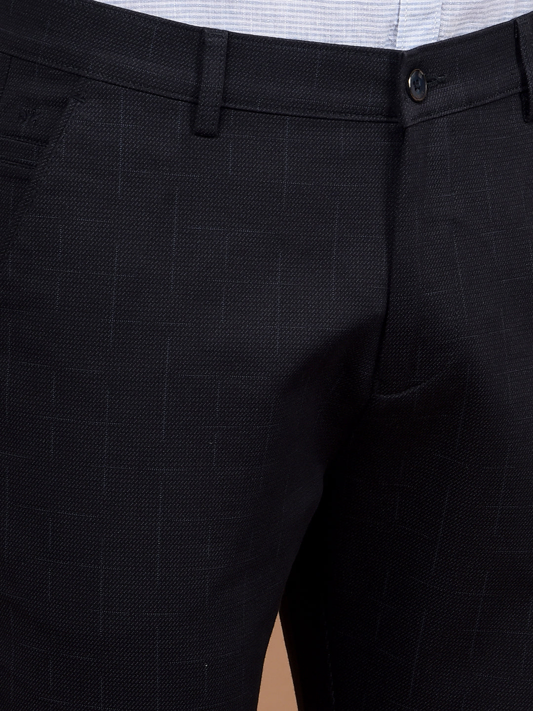 Navy Blue Printed Trousers-Men Trousers-Crimsoune Club