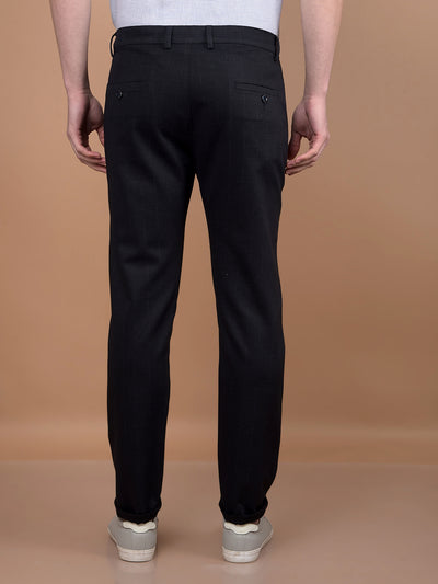 Navy Blue Printed Trousers-Men Trousers-Crimsoune Club