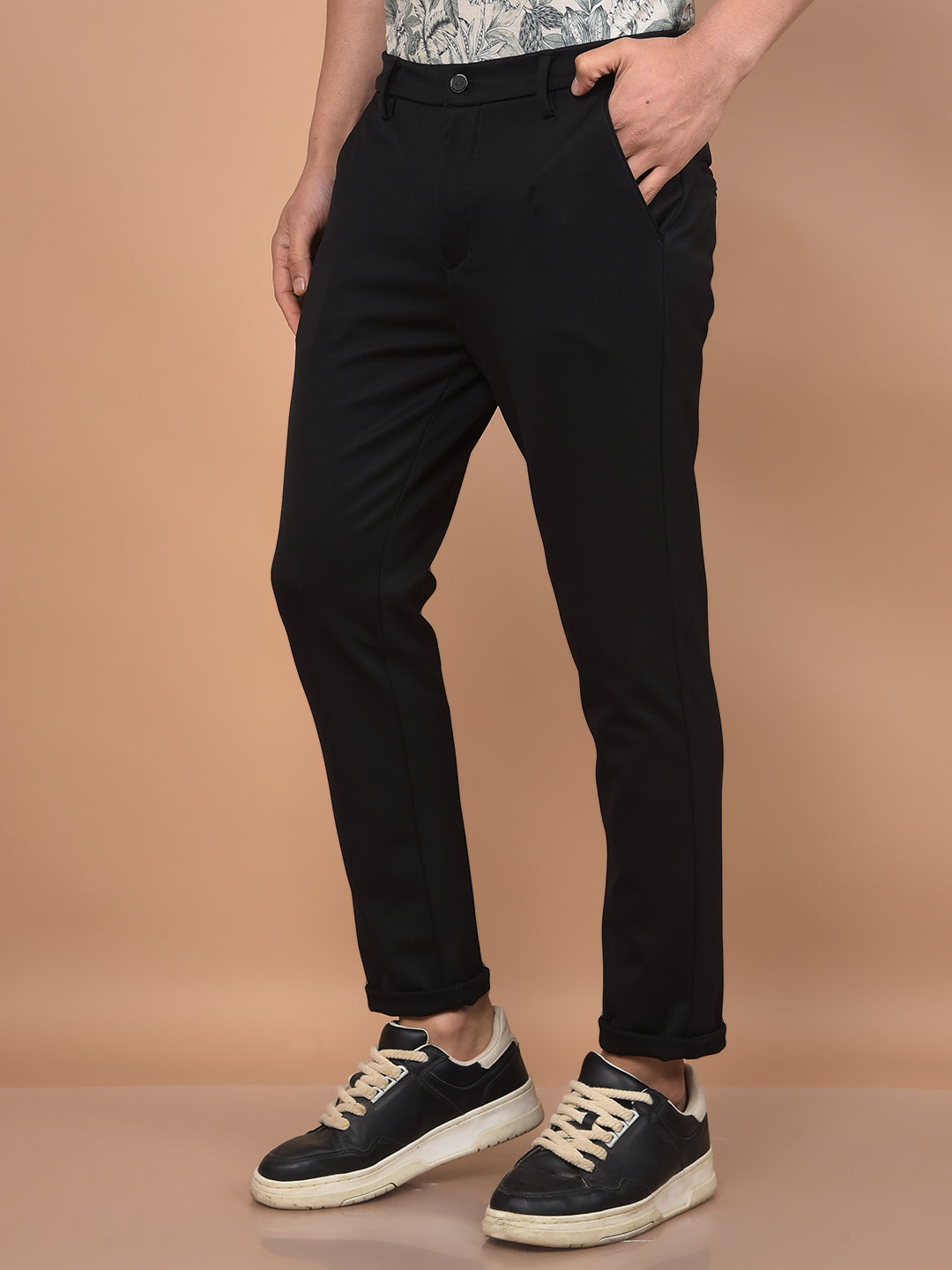Black Checked Trousers-Men Trousers-Crimsoune Club