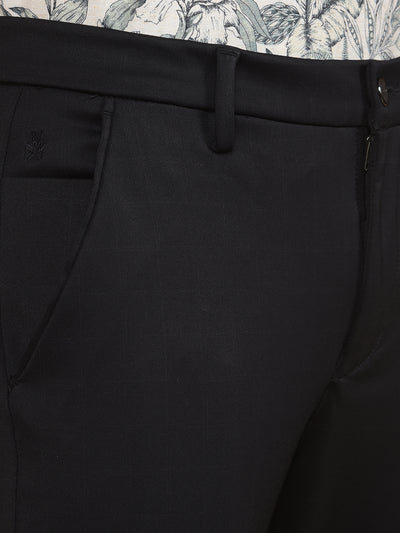 Black Checked Trousers-Men Trousers-Crimsoune Club