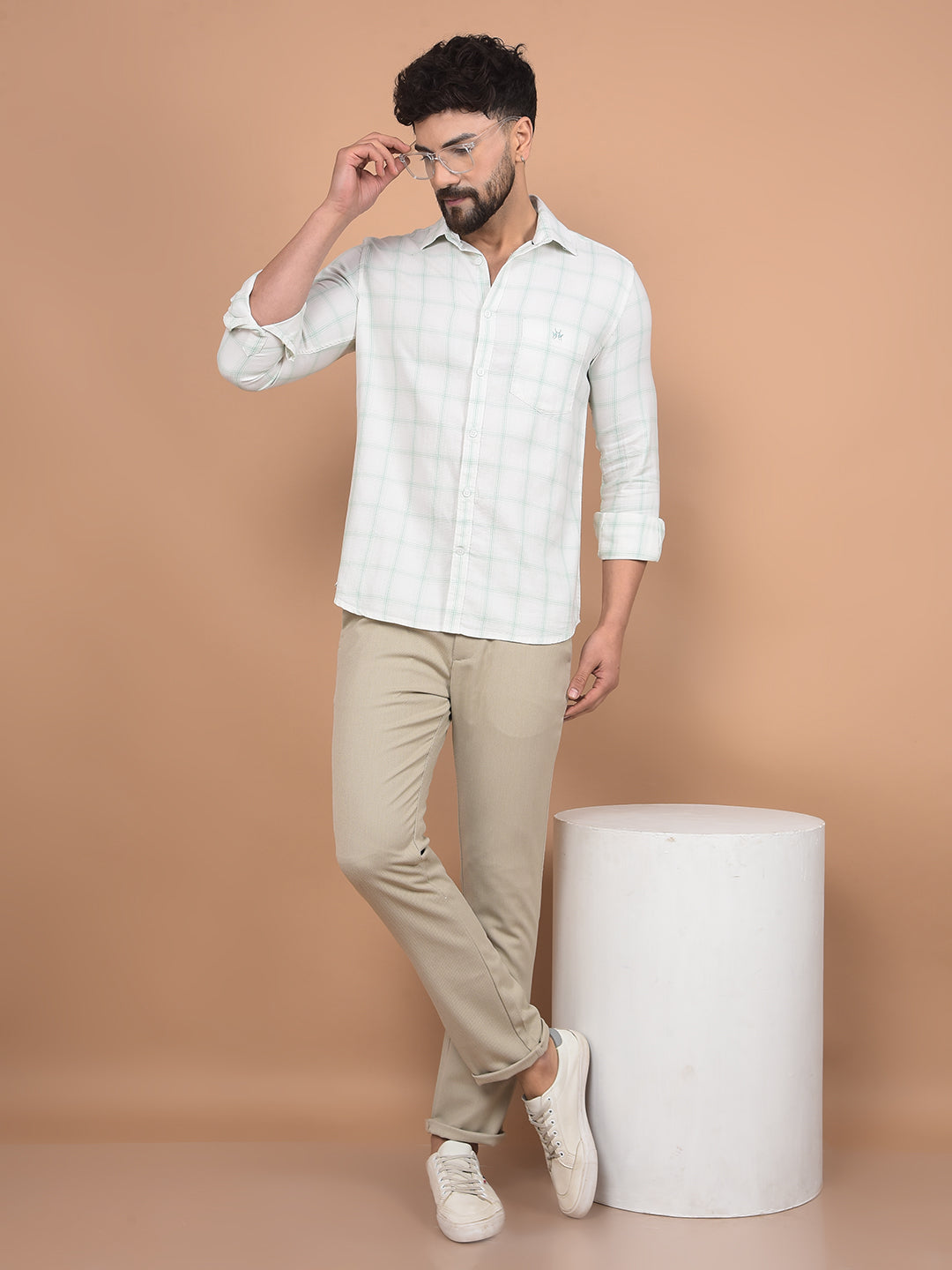 Khaki Printed Trousers-Men Trousers-Crimsoune Club