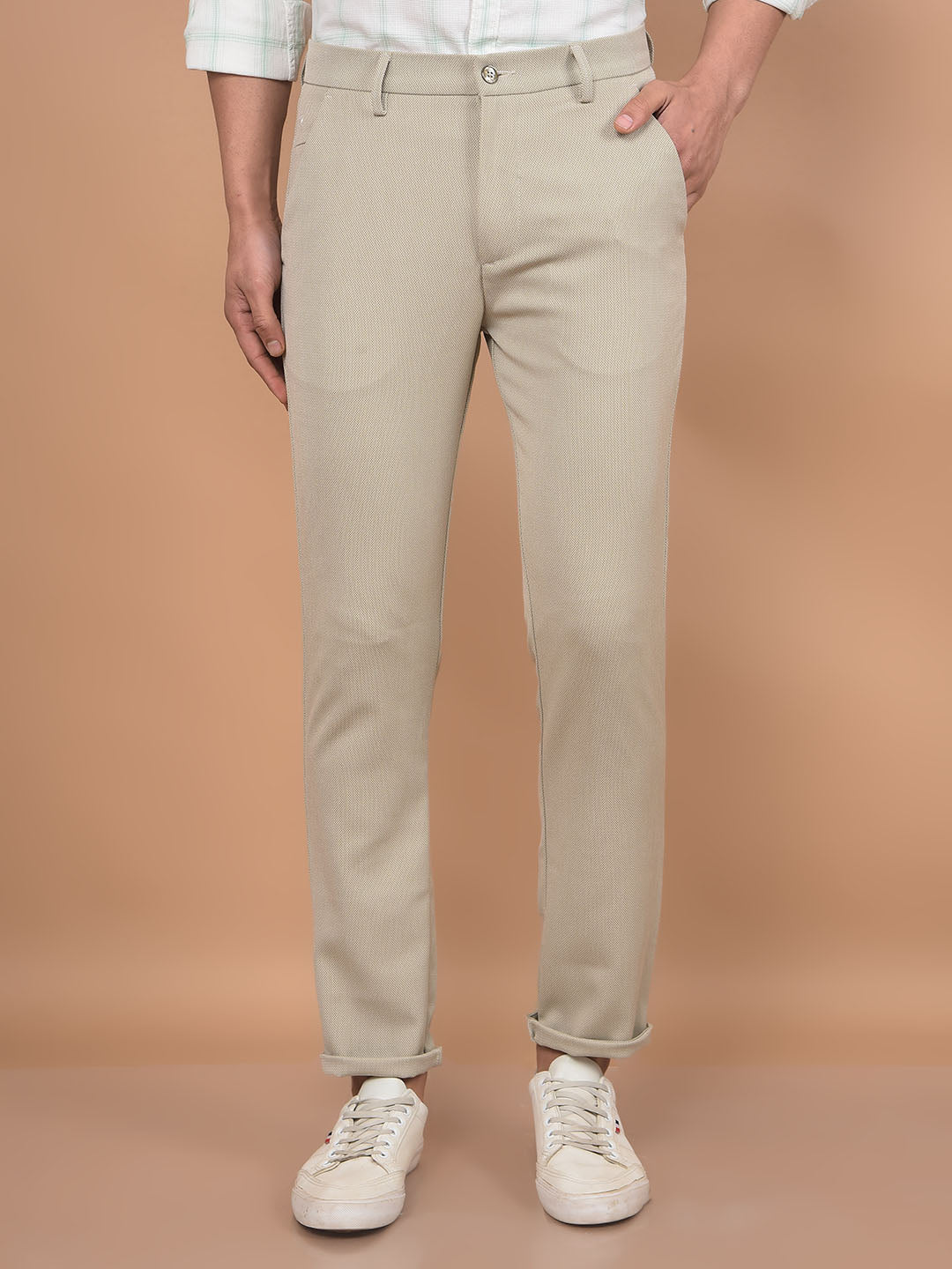 Khaki Printed Trousers-Men Trousers-Crimsoune Club