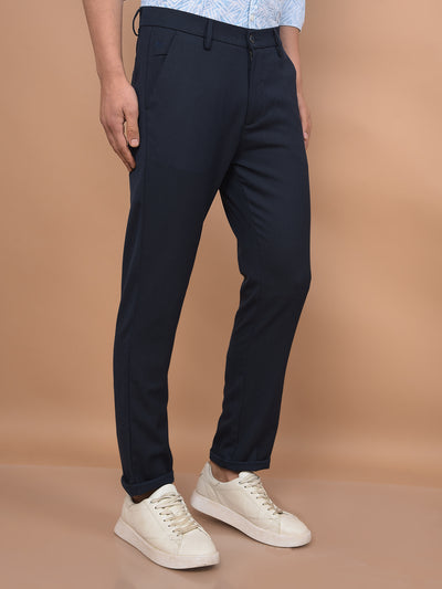 Navy Blue Printed Trousers-Men Trousers-Crimsoune Club