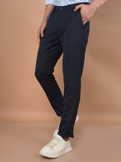 Navy Blue Printed Trousers-Men Trousers-Crimsoune Club