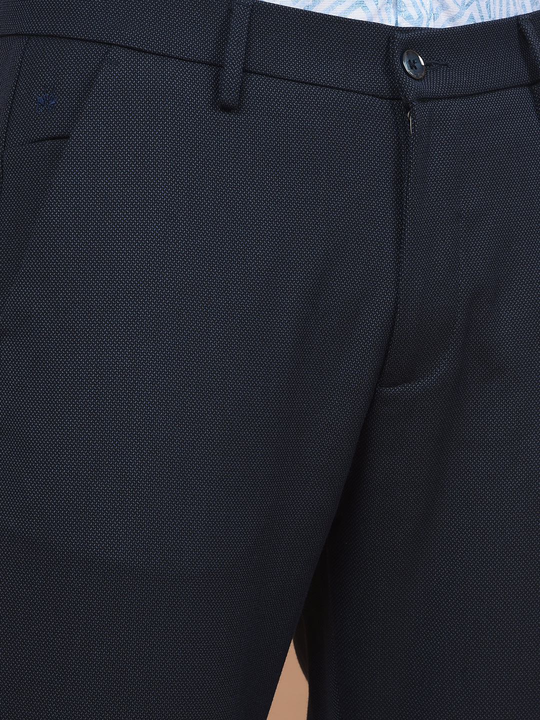Navy Blue Printed Trousers-Men Trousers-Crimsoune Club