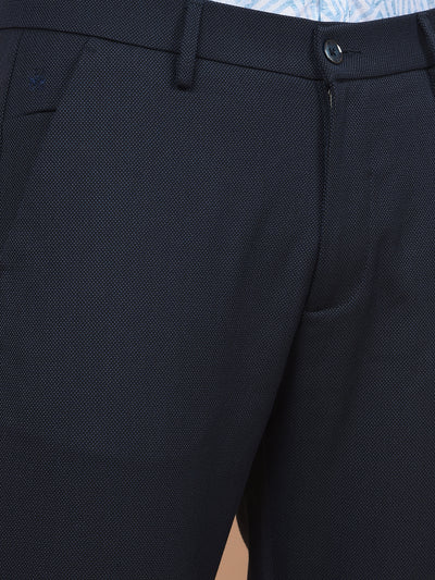 Navy Blue Printed Trousers-Men Trousers-Crimsoune Club