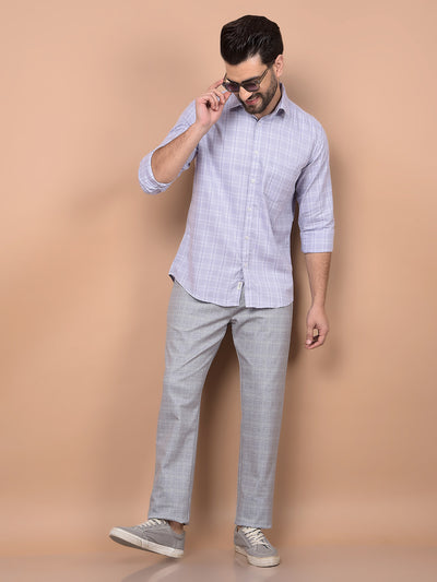 Grey Checked Trousers-Men Trousers-Crimsoune Club