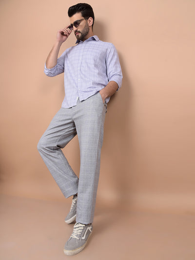 Grey Checked Trousers-Men Trousers-Crimsoune Club