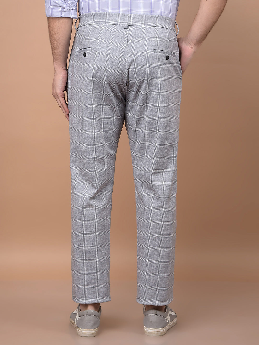 Grey Checked Trousers-Men Trousers-Crimsoune Club