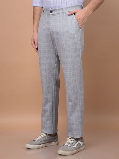 Grey Checked Trousers-Men Trousers-Crimsoune Club