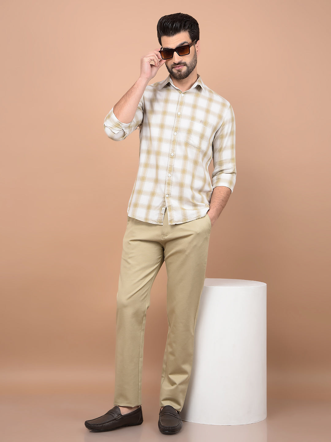Beige Trousers-Men Trousers-Crimsoune Club