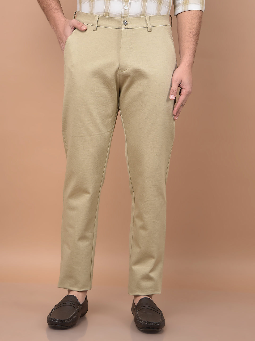 Beige Trousers-Men Trousers-Crimsoune Club