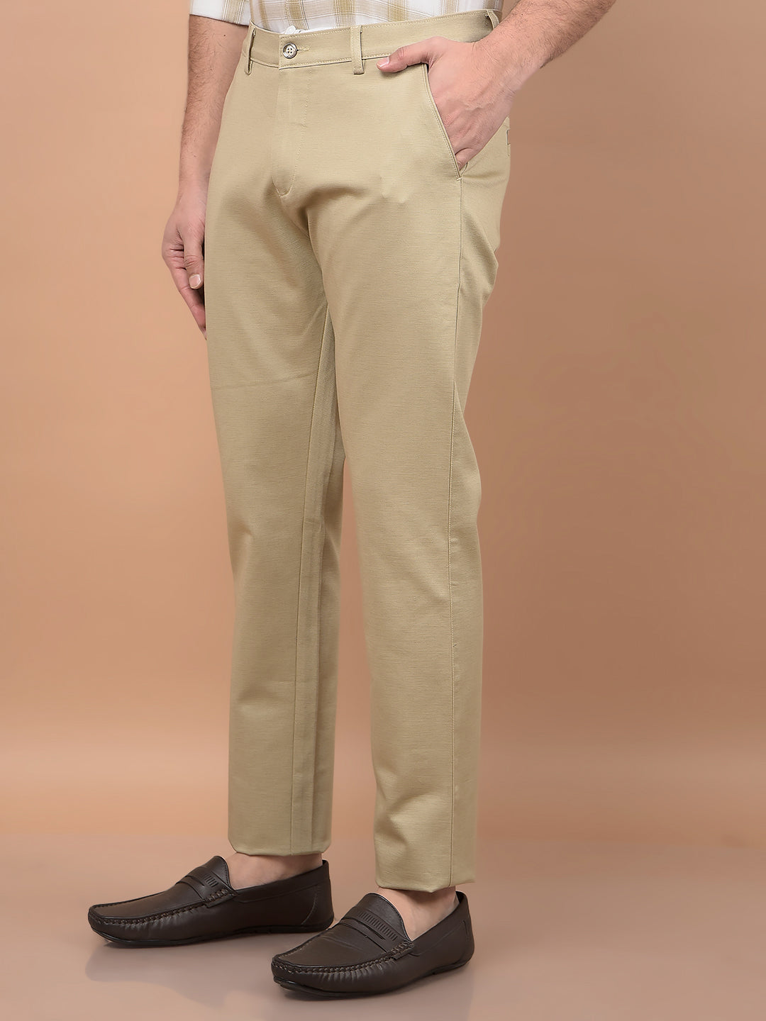 Beige Trousers-Men Trousers-Crimsoune Club