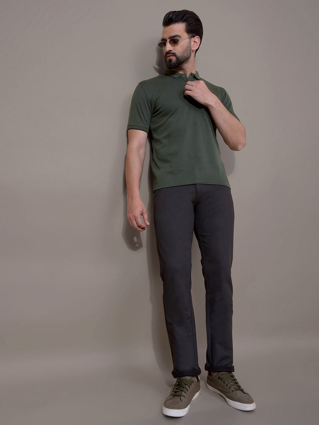 Olive Trousers-Men Trousers-Crimsoune Club