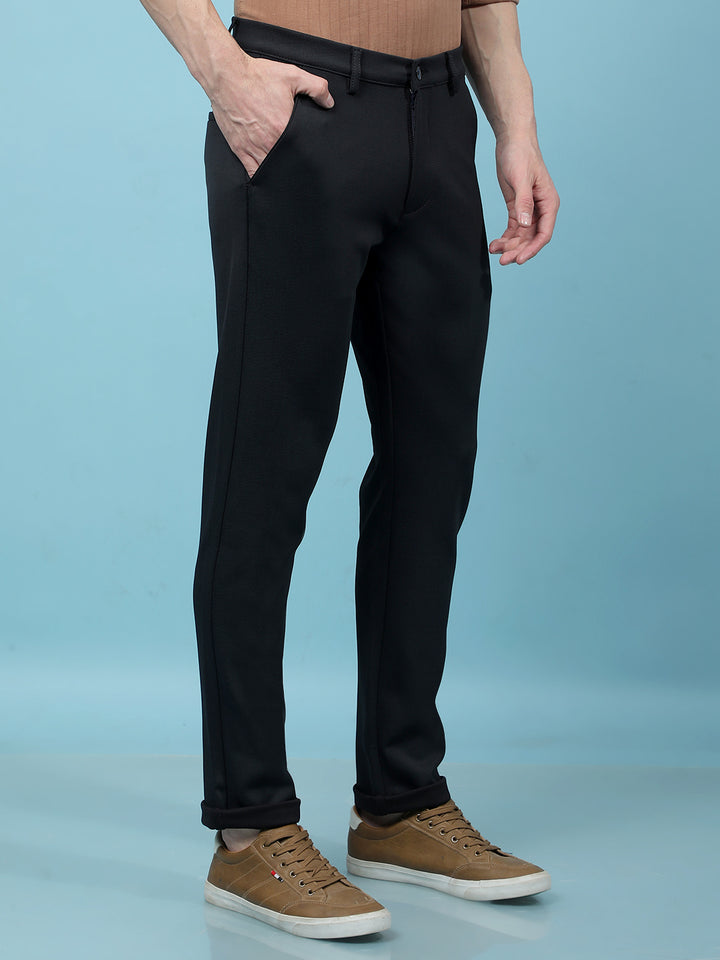 Navy Blue Knitted Trousers-Men Trousers-Crimsoune Club