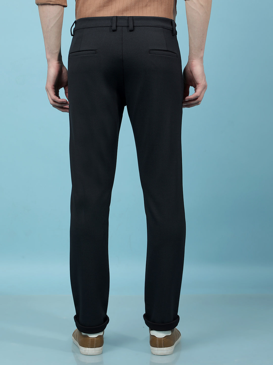 Navy Blue Knitted Trousers-Men Trousers-Crimsoune Club