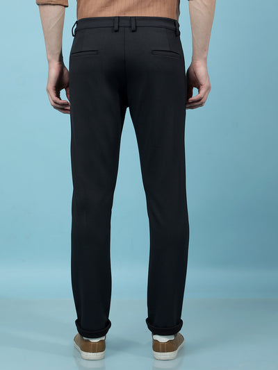 Navy Blue Knitted Trousers-Men Trousers-Crimsoune Club