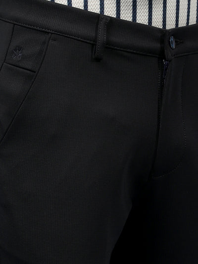 Navy Blue Knitted Trousers-Men Trousers-Crimsoune Club