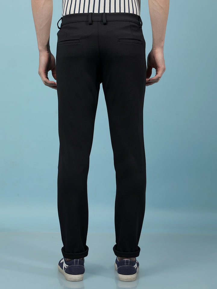 Navy Blue Knitted Trousers-Men Trousers-Crimsoune Club