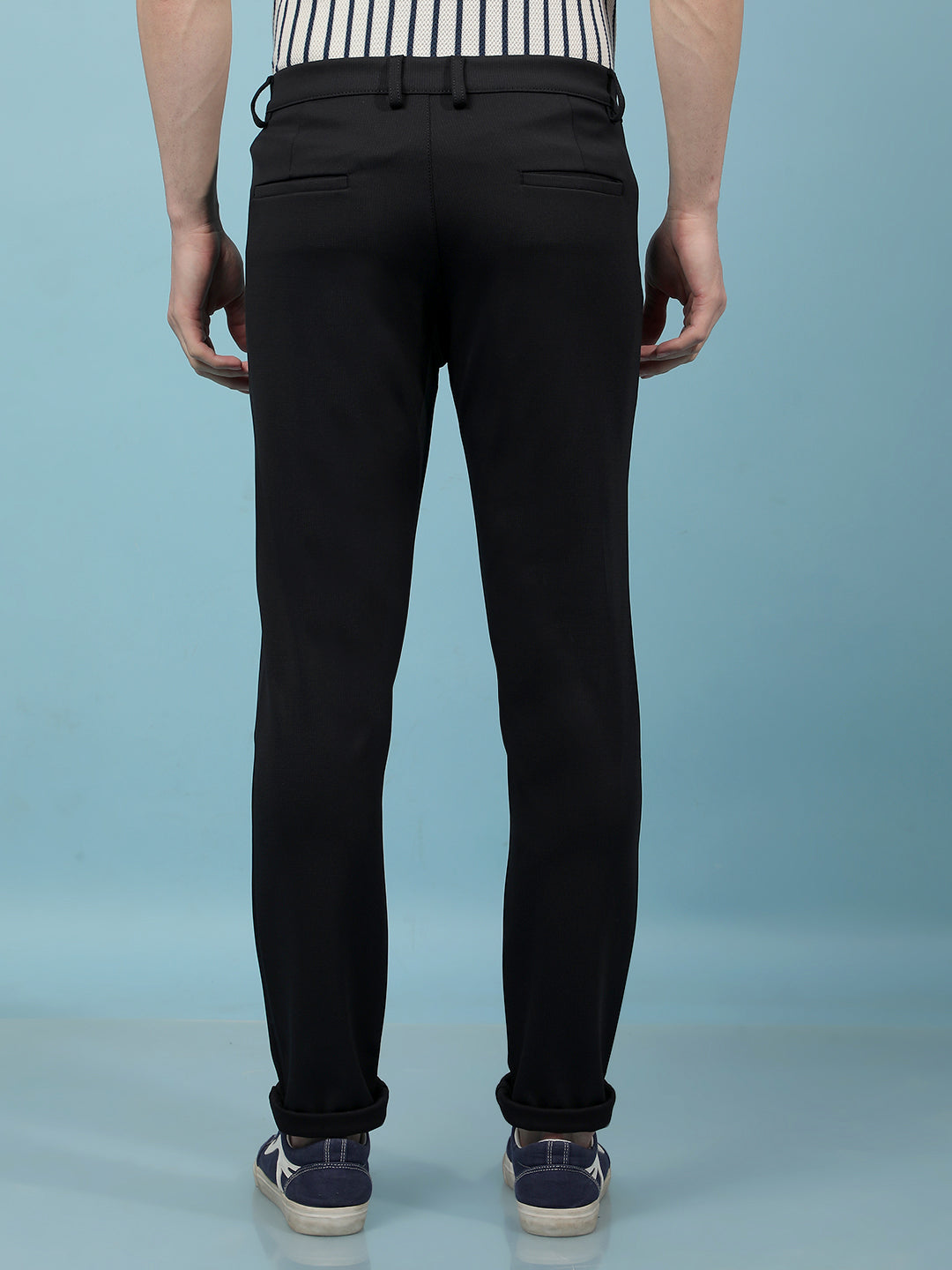 Navy Blue Knitted Trousers-Men Trousers-Crimsoune Club