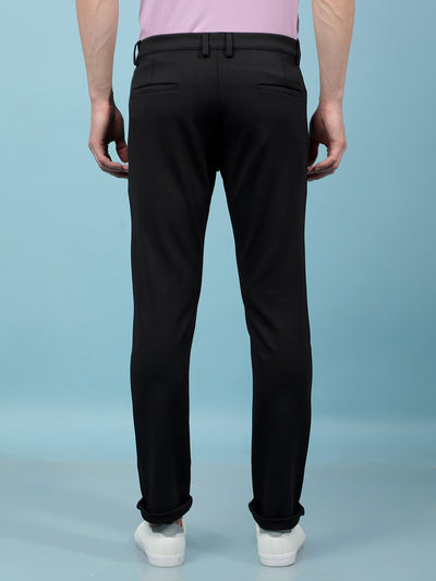 Black Knitted Trousers-Men Trousers-Crimsoune Club