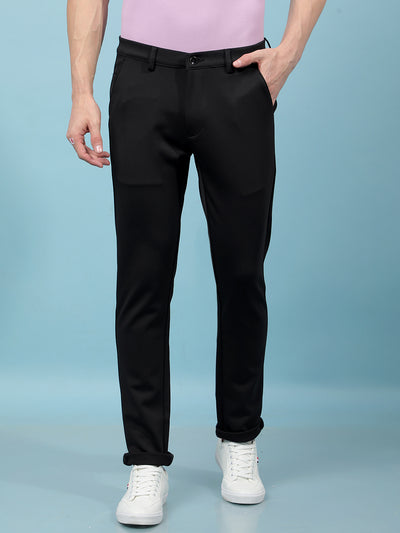 Black Knitted Trousers-Men Trousers-Crimsoune Club