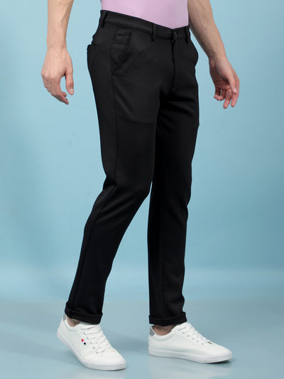 Black Knitted Trousers-Men Trousers-Crimsoune Club