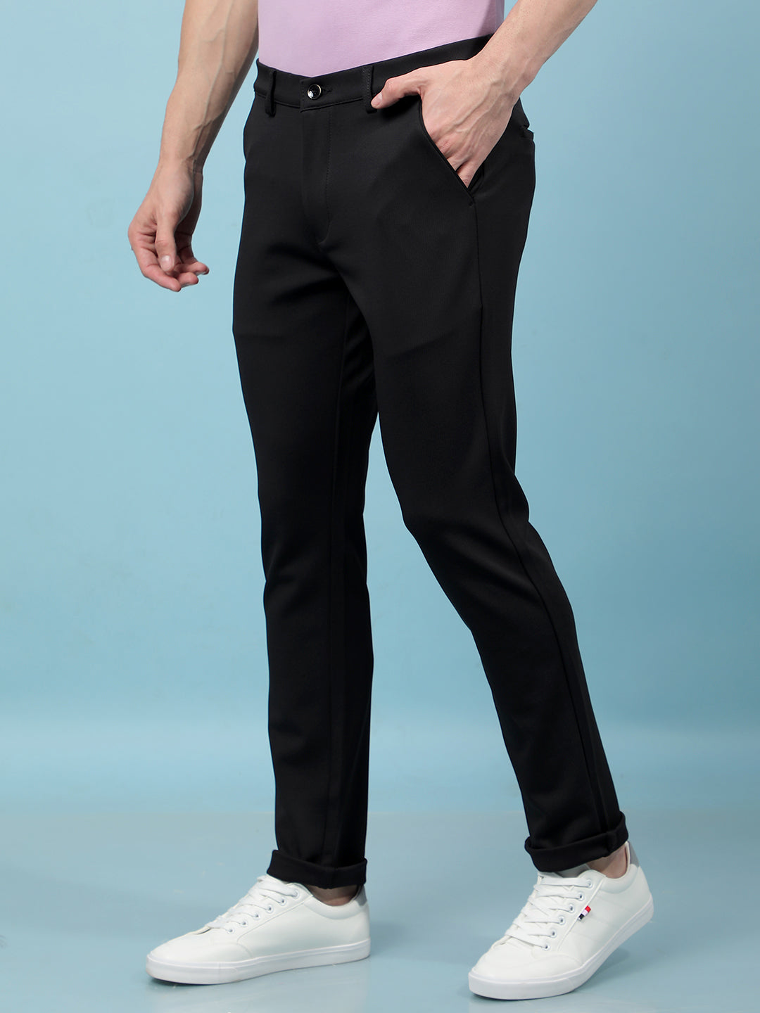 Black Knitted Trousers-Men Trousers-Crimsoune Club
