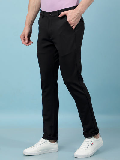Black Knitted Trousers-Men Trousers-Crimsoune Club