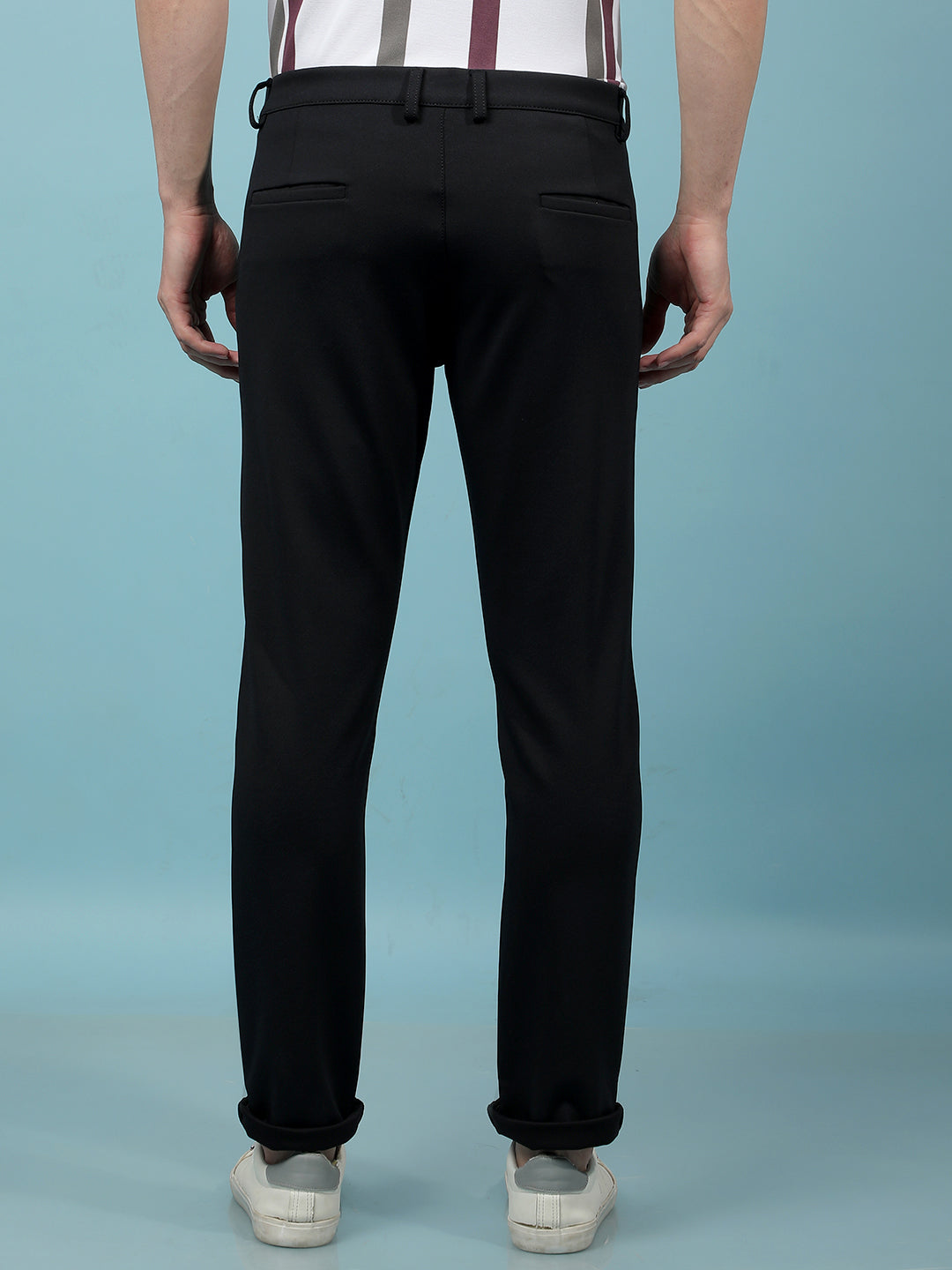 Navy Blue Knitted Trousers-Men Trousers-Crimsoune Club