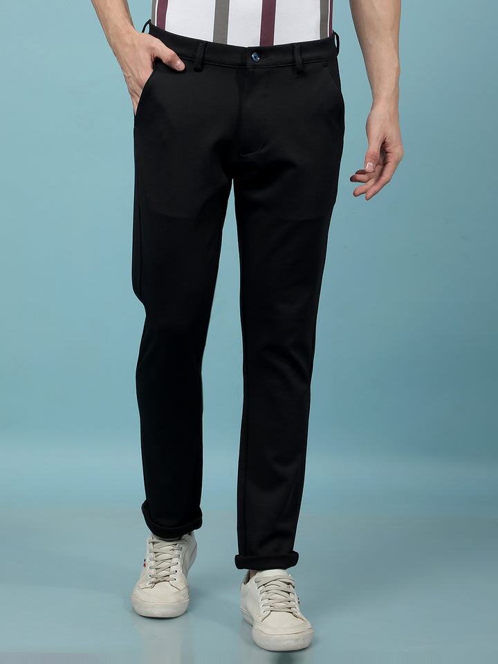 Navy Blue Knitted Trousers-Men Trousers-Crimsoune Club