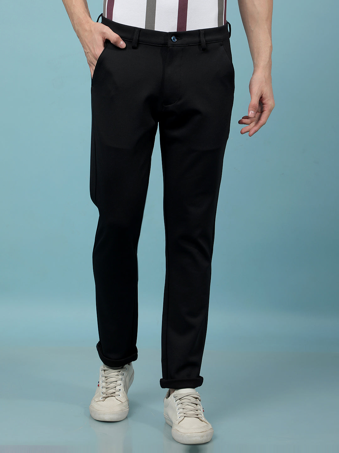 Navy Blue Knitted Trousers-Men Trousers-Crimsoune Club