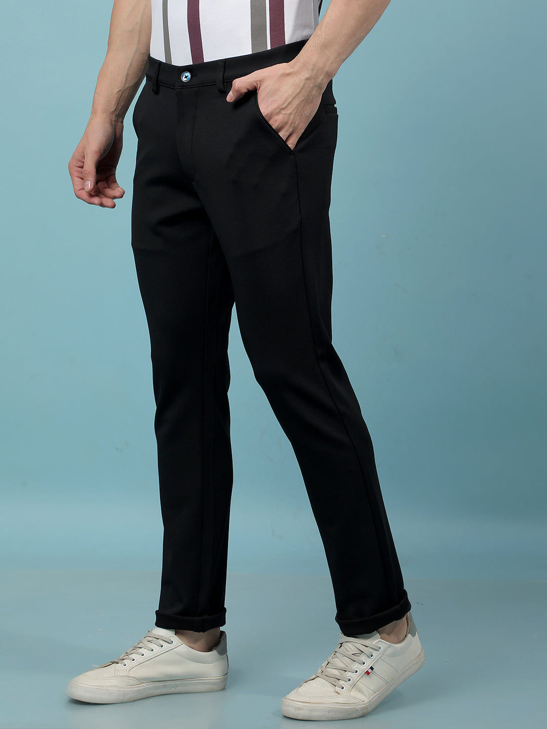 Navy Blue Knitted Trousers-Men Trousers-Crimsoune Club