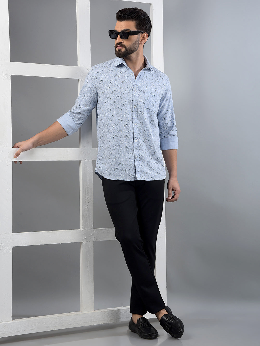 Black Printed Trousers-Men Trousers-Crimsoune Club