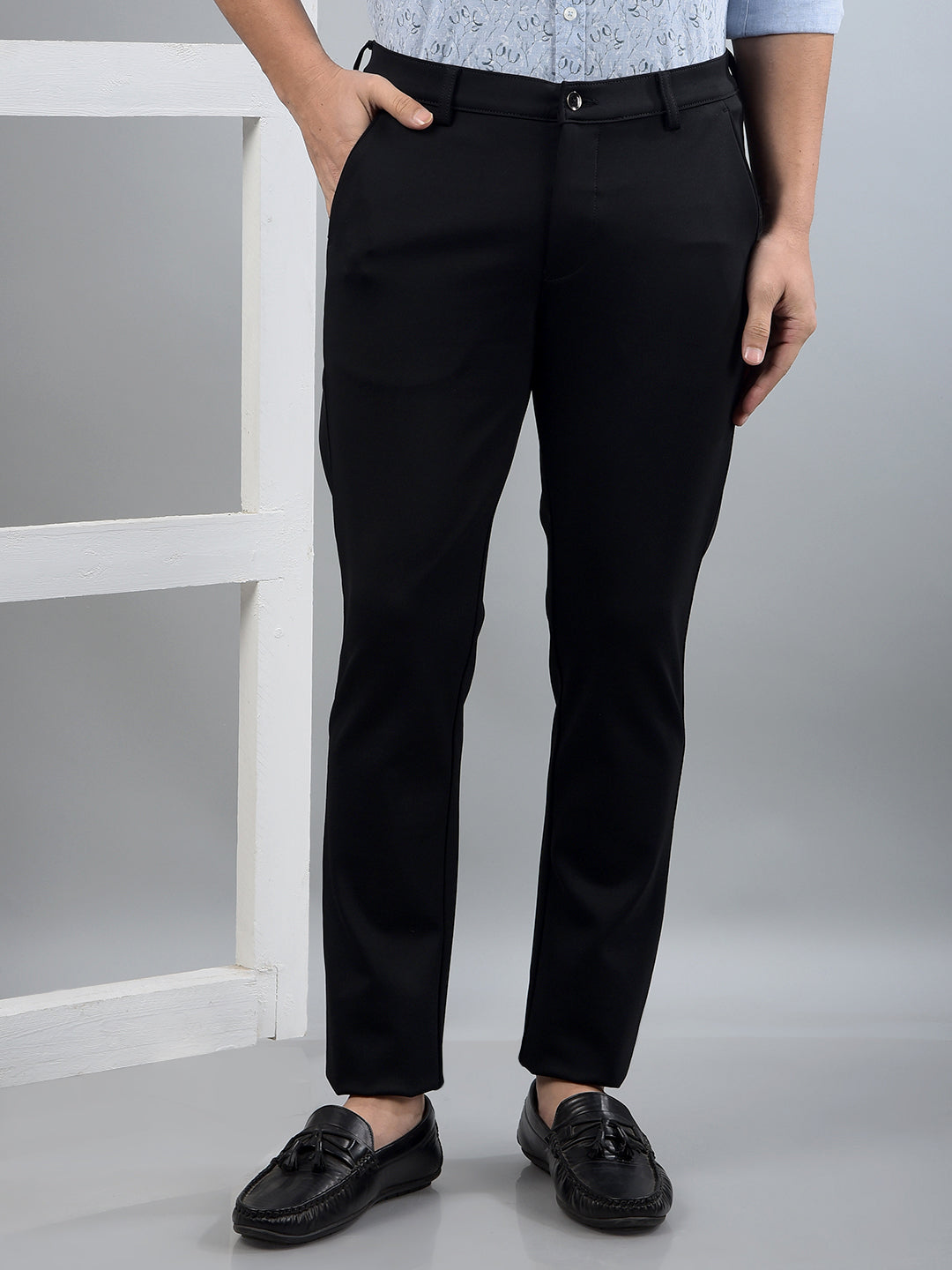 Black Printed Trousers-Men Trousers-Crimsoune Club