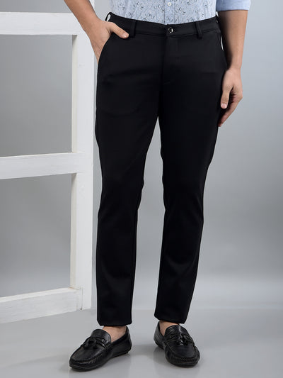 Black Printed Trousers-Men Trousers-Crimsoune Club
