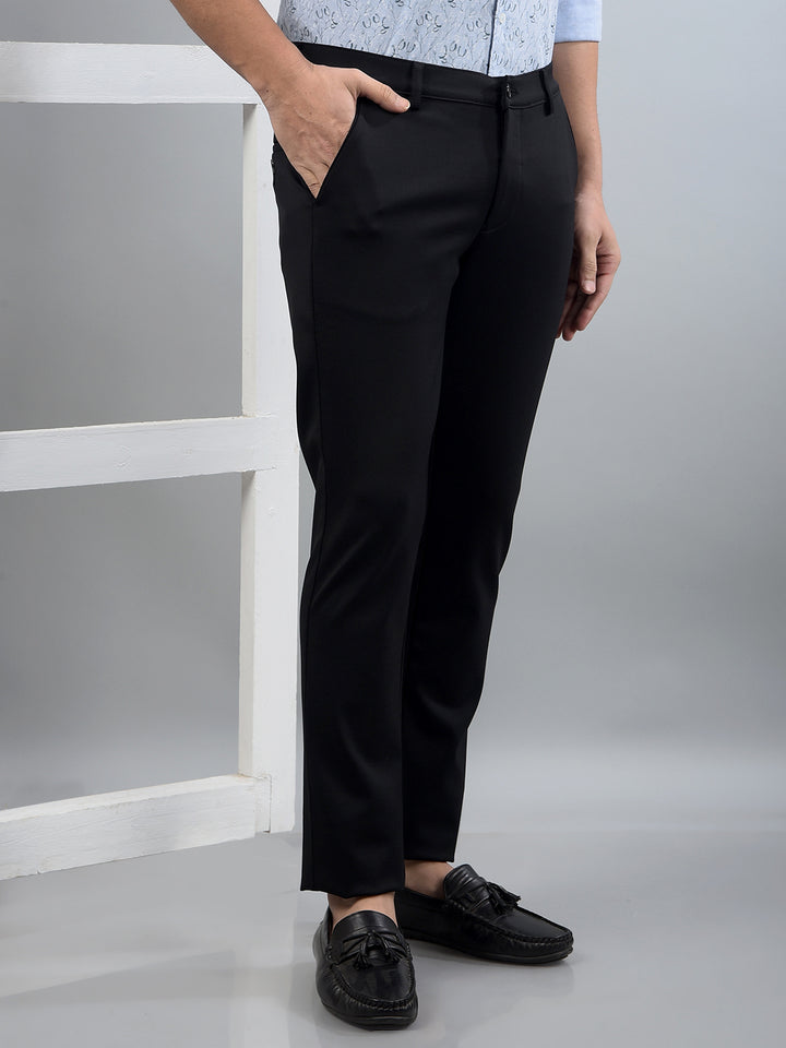 Black Printed Trousers-Men Trousers-Crimsoune Club